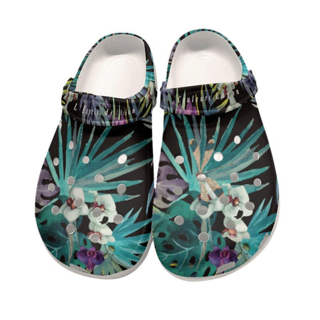 Sabots Femmes Noir Floral Libellule - Couleurs Lagon