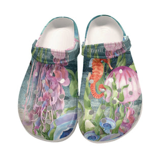 Sabots Hommes Crocs Algues et Meduses 2 - Couleurs Lagon