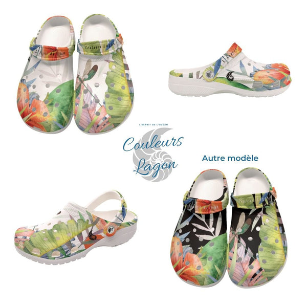 Sabots Hommes Crocs Blanc Floral Hibiscus 2 - Couleurs Lagon
