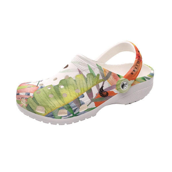 Sabots Hommes Crocs Blanc Floral Hibiscus 2 - Couleurs Lagon
