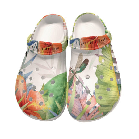 Sabots Hommes Crocs Blanc Floral Hibiscus 2 - Couleurs Lagon