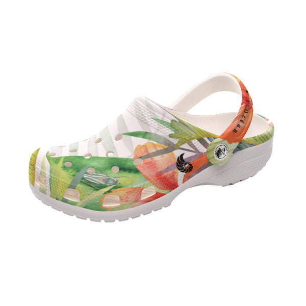 Sabots Hommes Crocs Blanc Floral Hibiscus - Couleurs Lagon