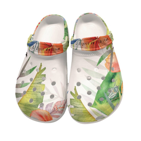 Sabots Hommes Crocs Blanc Floral Hibiscus - Couleurs Lagon
