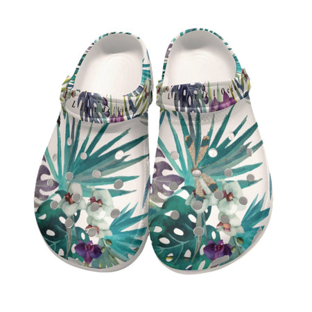 Sabots Hommes Crocs Blanc Floral Libellule - Couleurs Lagon