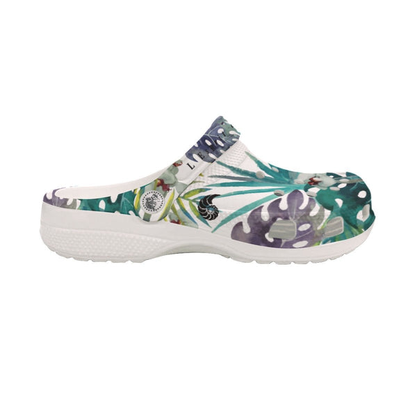 Sabots Hommes Crocs Blanc Floral Libellule - Couleurs Lagon