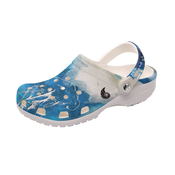 Sabots Hommes Crocs Blanc Marbre Marine Meduses - Couleurs Lagon
