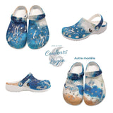 Sabots Hommes Crocs Blanc Marbre Marine Meduses - Couleurs Lagon
