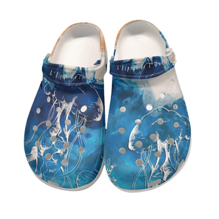 Sabots Hommes Crocs Blanc Marbre Marine Meduses - Couleurs Lagon