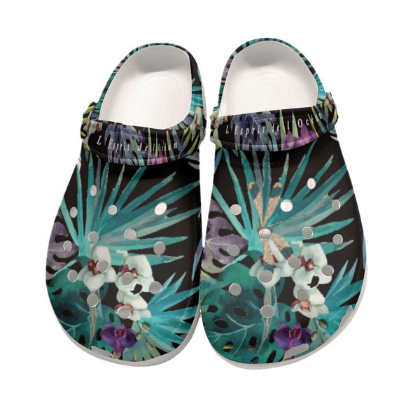 Sabots Hommes Crocs Noir Floral Libellule - Couleurs Lagon