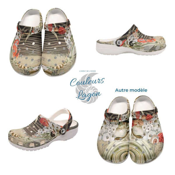 Sabots Hommes Crocs Sable et Coquillages - Couleurs Lagon