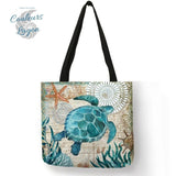 Sac Fourre Tout Vie sur Carte Marine carré 40cm 16" - Couleurs Lagon
