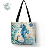 Sac Fourre Tout Vie sur Carte Marine carré 40cm 16" - Couleurs Lagon