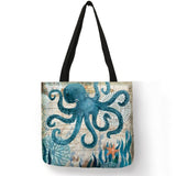 Sac Fourre Tout Vie sur Carte Marine carré 40cm 16" - Couleurs Lagon