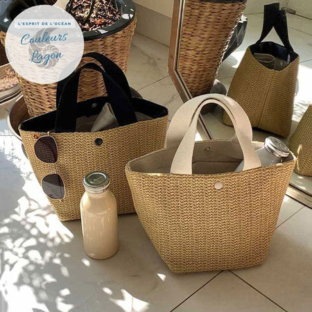 Sac Paille Bandoulière de Luxe Rothschild - Couleurs Lagon