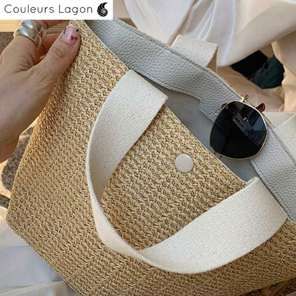 Sac Paille Bandoulière de Luxe Rothschild - Couleurs Lagon