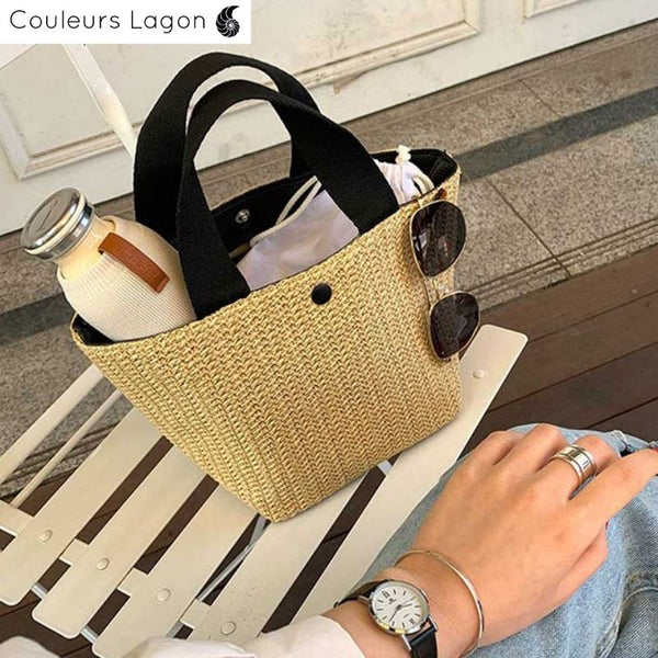 Sac Paille Bandoulière de Luxe Rothschild - Couleurs Lagon