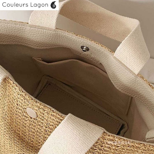 Sac Paille Bandoulière de Luxe Rothschild - Couleurs Lagon
