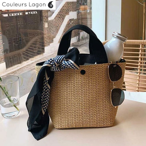 Sac Paille Bandoulière de Luxe Rothschild - Couleurs Lagon