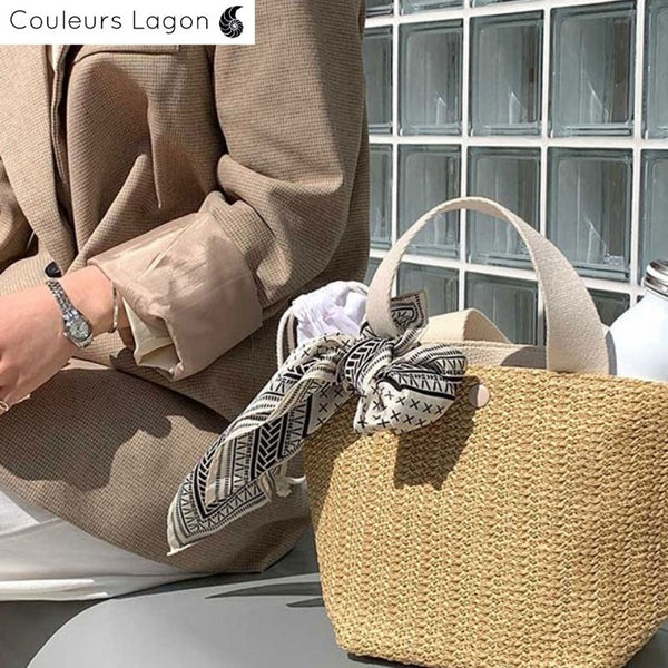 Sac Paille Bandoulière de Luxe Rothschild - Couleurs Lagon