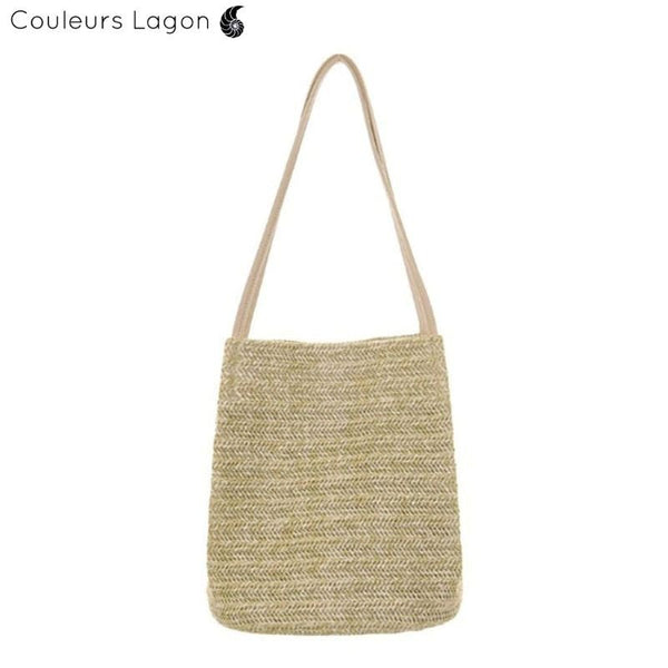 Sac Paille Beige Bandoulière - Couleurs Lagon