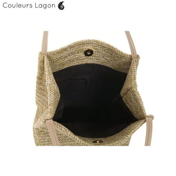 Sac Paille Beige Bandoulière - Couleurs Lagon