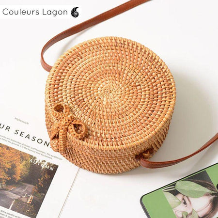 Sac Rotin Bandoulière Fermeture Boucle en Rotin - Couleurs Lagon