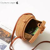 Sac Rotin Bandoulière Fermeture Boucle en Rotin - Couleurs Lagon