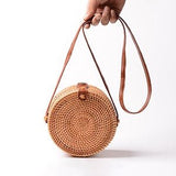 Sac Rotin Bandoulière Fermeture Cuir - Couleurs Lagon