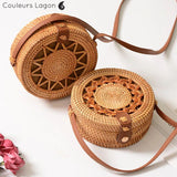 Sac Rotin Bandoulière Motif Etoile - Couleurs Lagon