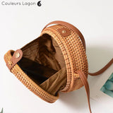 Sac Rotin Bandoulière Motif Etoile - Couleurs Lagon