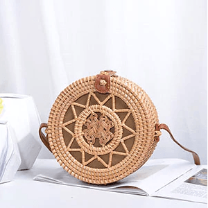 Sac Rotin Bandoulière Motif Etoile Higanbana - Couleurs Lagon