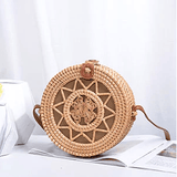 Sac Rotin Bandoulière Motif Etoile Higanbana - Couleurs Lagon