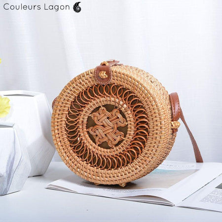 Sac Rotin Bandoulière Motif Nœud en spirale - Couleurs Lagon