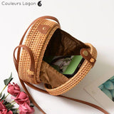 Sac Rotin Bandoulière Motif Nœud en spirale - Couleurs Lagon
