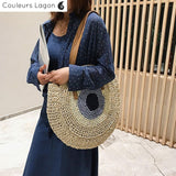 Sacs de Paille Rond BALI - Couleurs Lagon