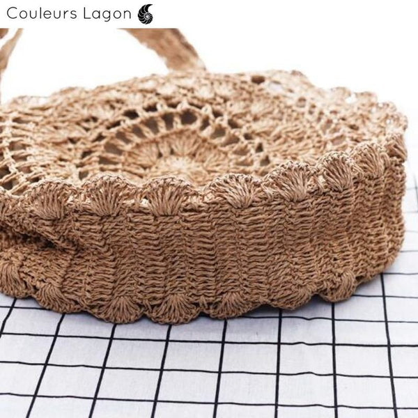 Sacs Rotin Rond Crochet KITTY - Couleurs Lagon