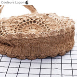 Sacs Rotin Rond Crochet KITTY - Couleurs Lagon