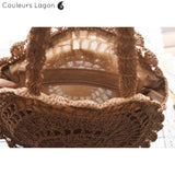 Sacs Rotin Rond Crochet KITTY - Couleurs Lagon