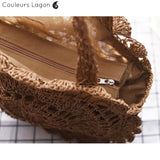 Sacs Rotin Rond Crochet KITTY - Couleurs Lagon