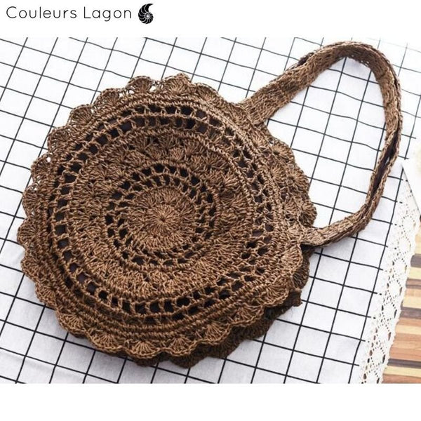 Sacs Rotin Rond Crochet KITTY - Couleurs Lagon
