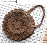 Sacs Rotin Rond Crochet KITTY - Couleurs Lagon