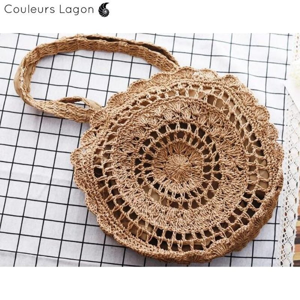 Sacs Rotin Rond Crochet KITTY - Couleurs Lagon