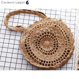 Sacs Rotin Rond Crochet KITTY - Couleurs Lagon