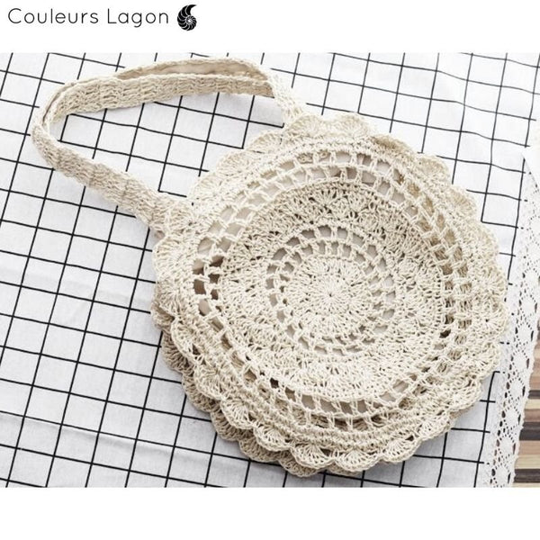 Sacs Rotin Rond Crochet KITTY - Couleurs Lagon