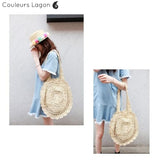 Sacs Rotin Rond Crochet KITTY - Couleurs Lagon
