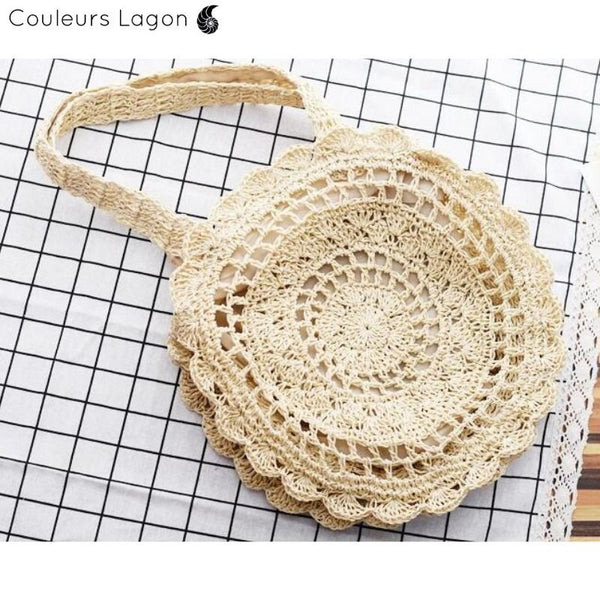 Sacs Rotin Rond Crochet KITTY - Couleurs Lagon