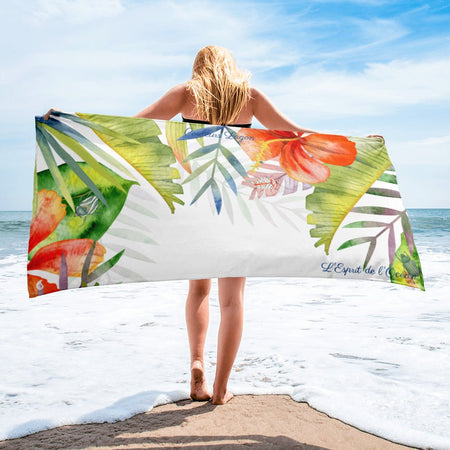 Serviette 30x60 PF1.2 COLEOPTERES HIBISCUS - Couleurs Lagon