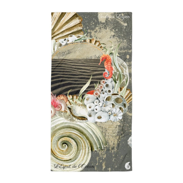 Serviette 30x60 PM2.2 SABLE MARINE HIPPOCAMPE - Couleurs Lagon