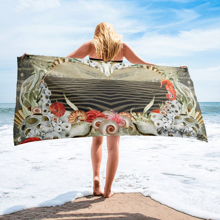 Serviette 30x60 PM2.5 SABLE MARINE LOVE - Couleurs Lagon