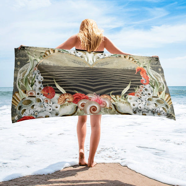 Serviette 30x60 PM2.5 SABLE MARINE LOVE - Couleurs Lagon